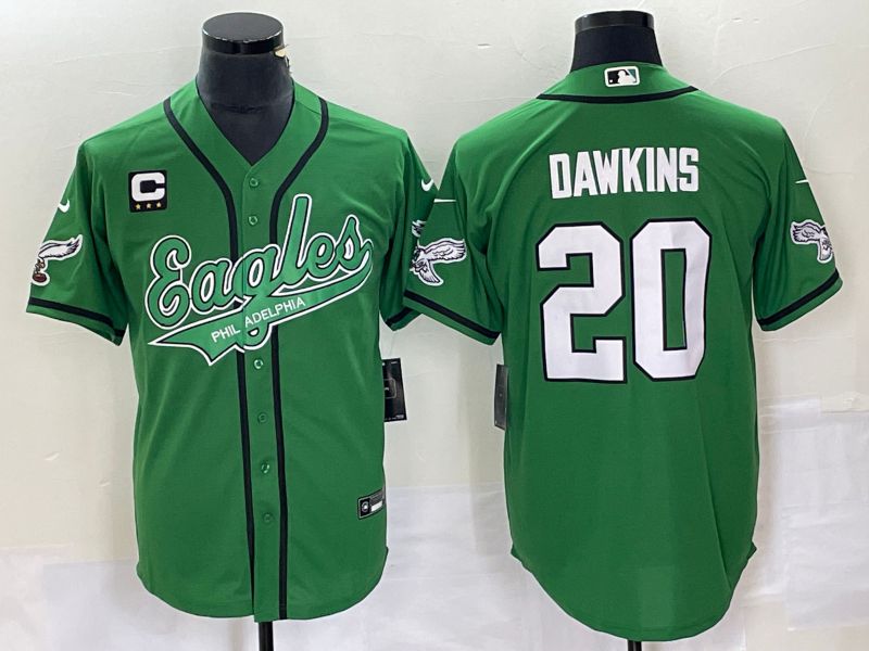 Men Philadelphia Eagles 20 Dawkins Green Co Branding Game NFL Jersey style 1